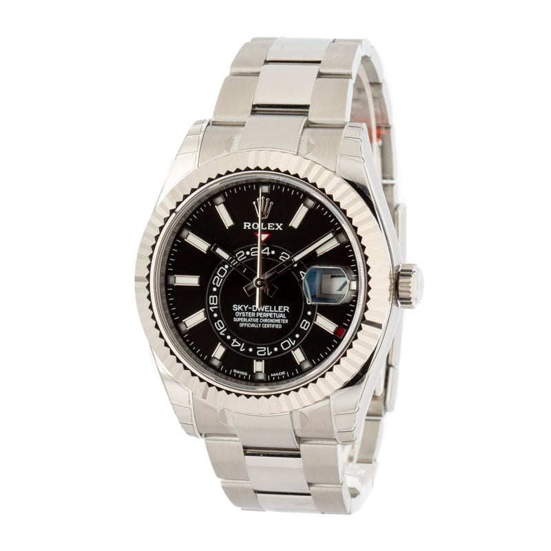 Rolex Sky Dweller Black 326934 Stainless Steel Watch Used Mens Bob s Watches