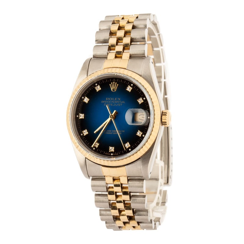 Rolex Datejust 36 Ref 16233 Blue Vignette Diamond Dial