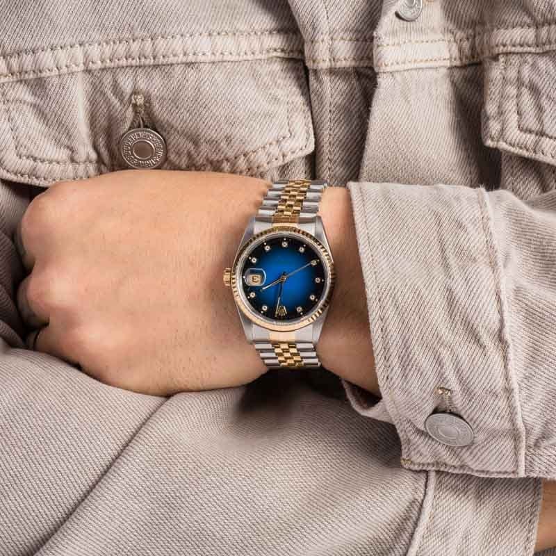 Rolex Datejust 36 Ref 16233 Blue Vignette Diamond Dial
