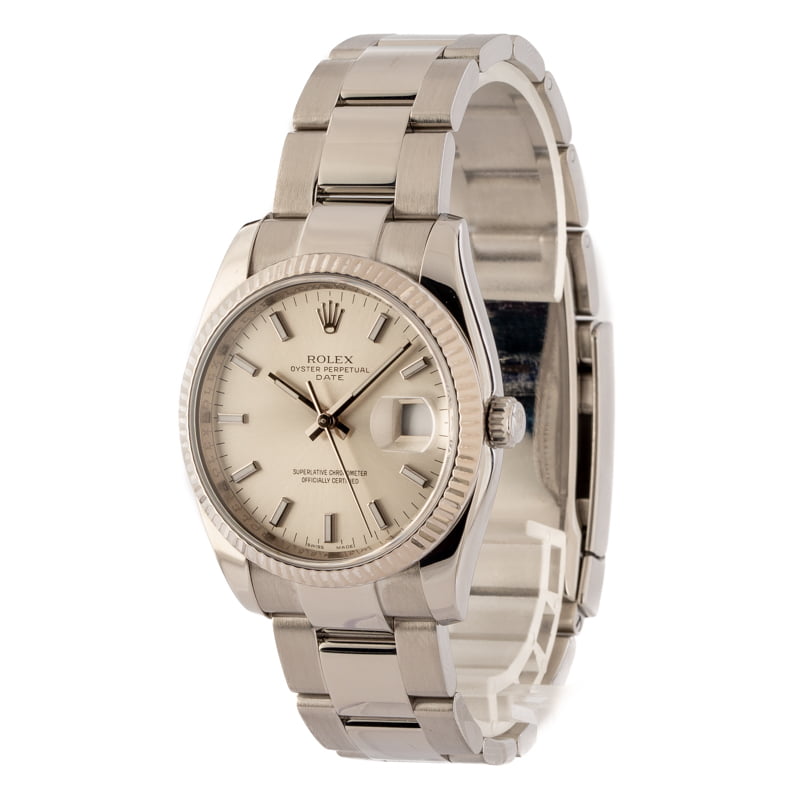 Rolex Date 115234 Silver Luminous Dial