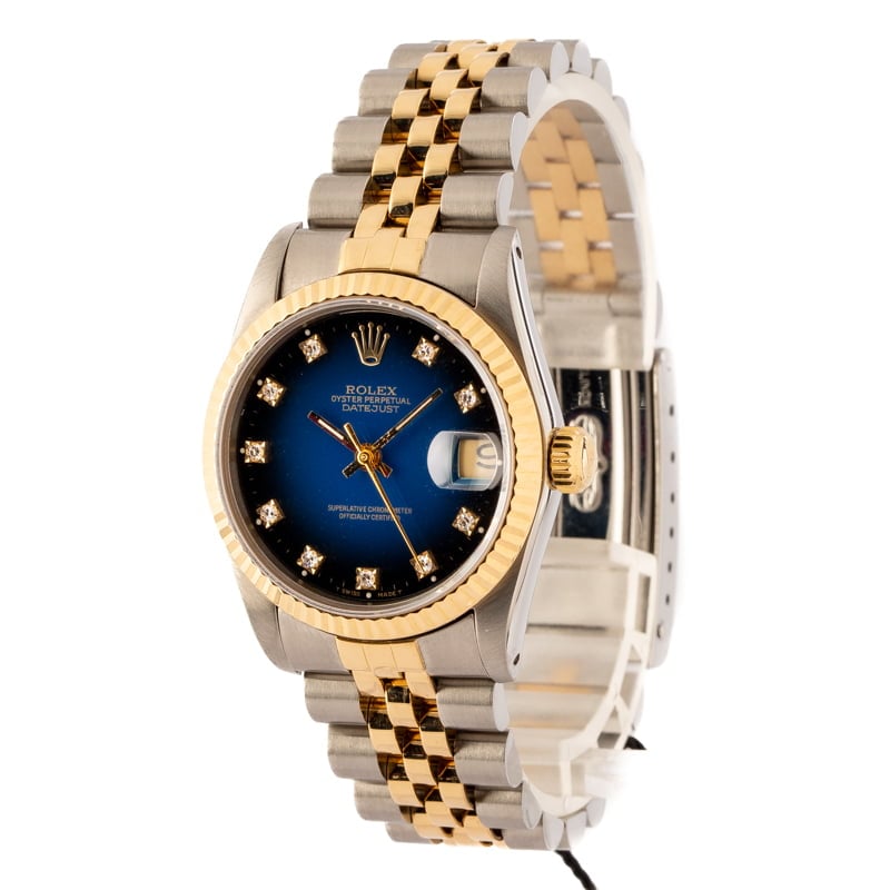 Ladies Rolex Datejust 68273 Blue Vignette Diamond Dial