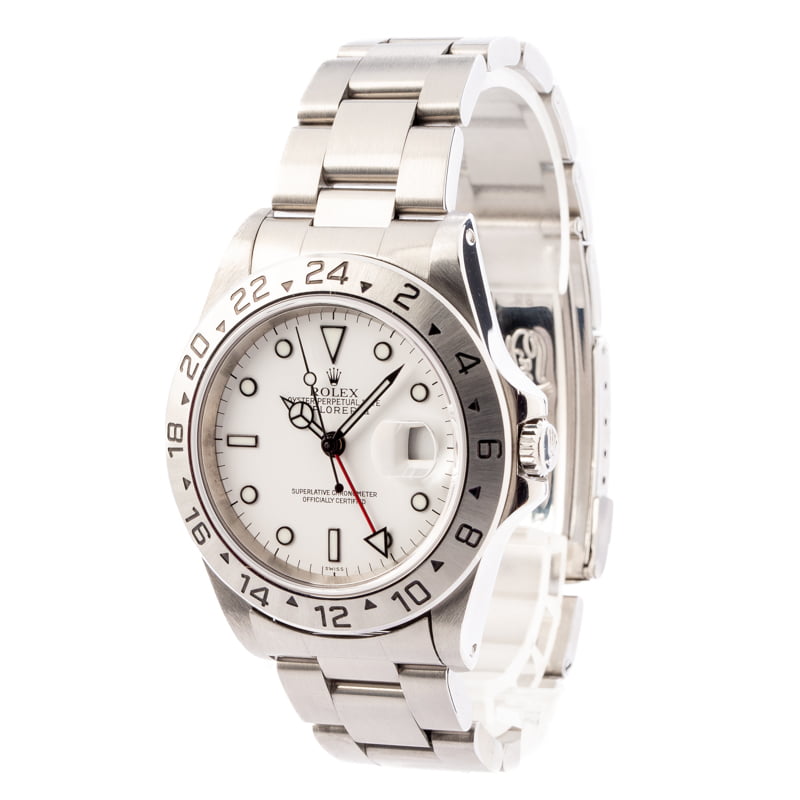 Mens Rolex Explorer II Ref 16570 White Polar Dial