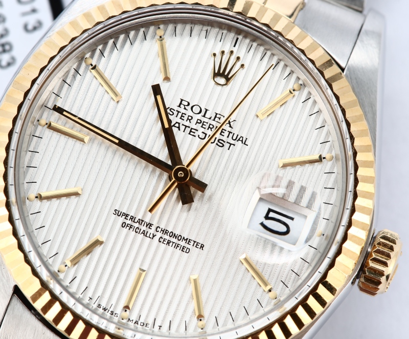 Datejust Rolex 16013 Silver Tapestry Dial