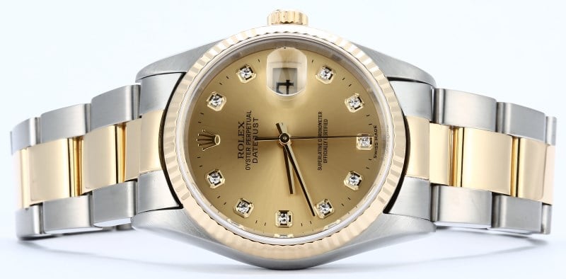 Rolex Datejust 16233 Diamond Dial Champagne
