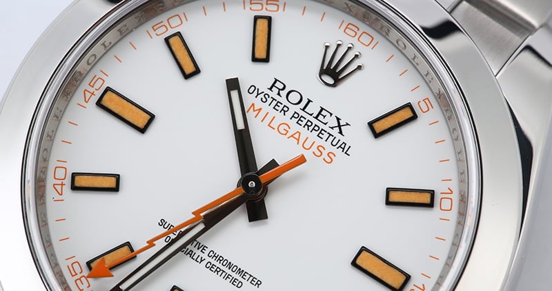 Steel Rolex Milgauss 116400 White Dial