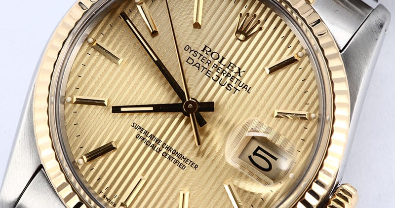Rolex Datejust 16013 Two Tone Champagne Tapestry Dial