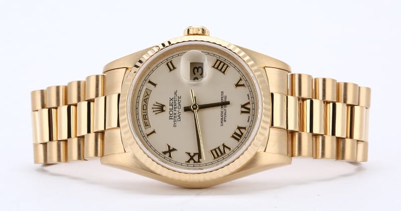 Rolex President 18238 Ivory Pyramid Roman Dial