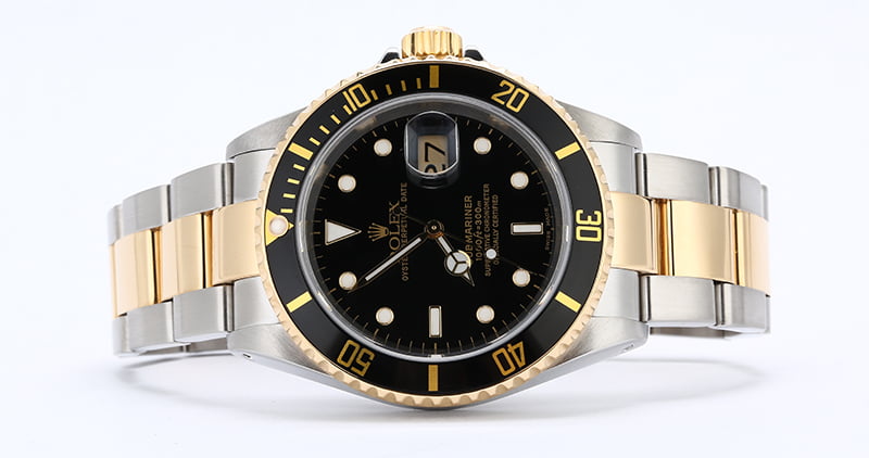 Certified Rolex Submariner 16613 Gold Thru Clasp