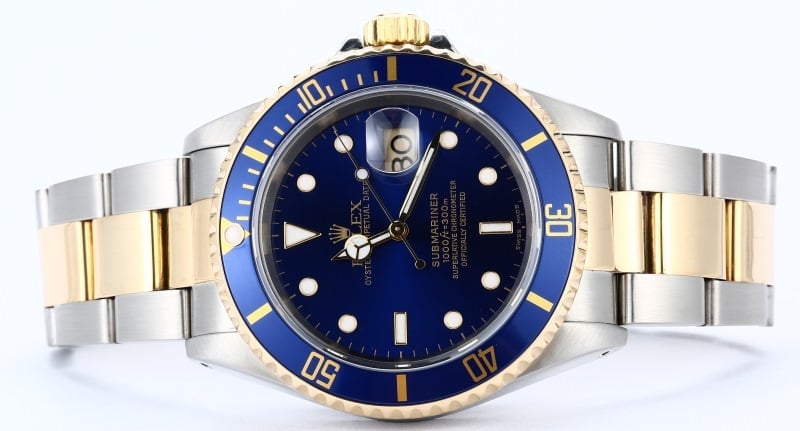 Rolex Submariner Two-Tone Blue Face 16613
