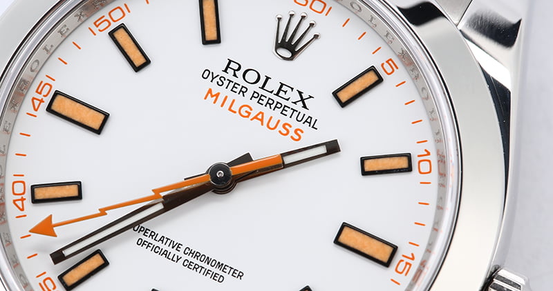 Rolex Milgauss 116400 White Dial with Smooth Bezel