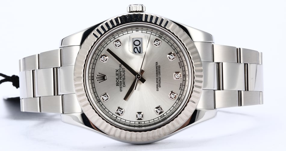 Rolex Datejust II Silver Diamond Dial 116334