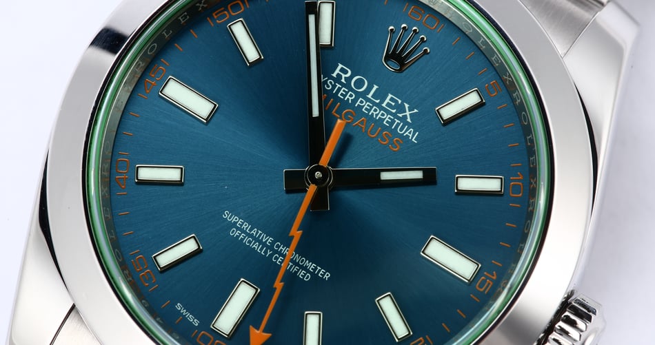 Rolex Milgauss 116400GV Green Crystal Blue Dial TT