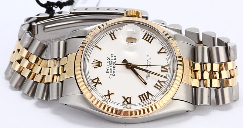 Certified Rolex Datejust 16013 White Roman Dial