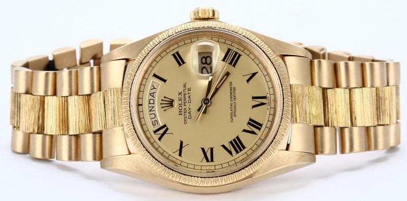Rolex President 18k Gold Bark Finish 1807
