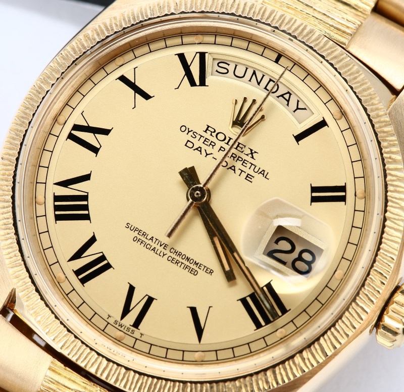 Rolex President 18k Gold Bark Finish 1807