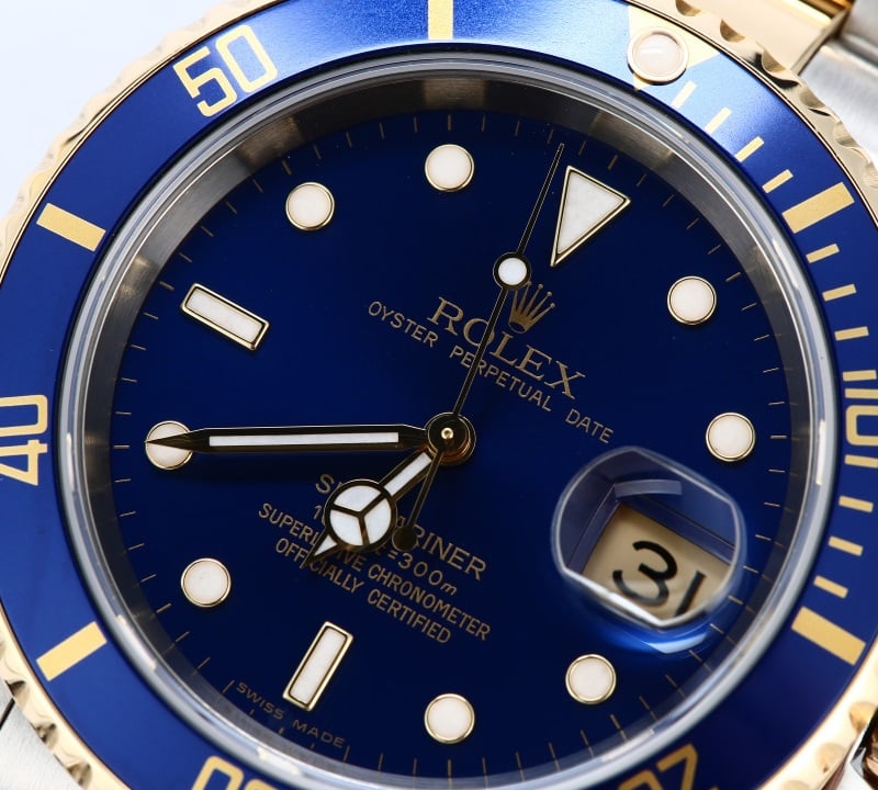 Rolex Blue Submariner 16613 No Holes