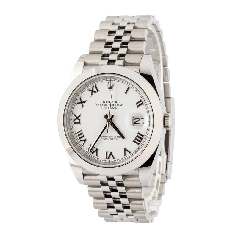 Rolex Datejust 41 Ref 126300 White Roman Dial