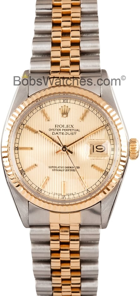 Used Rolex Oyster Perpetual DateJust Stainless Steel and Gold 16013 Tapestry