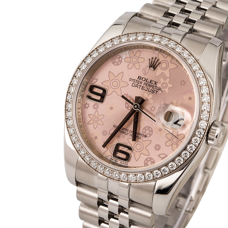 Pre Owned Rolex Floral Datejust 116244 Diamond Bezel T