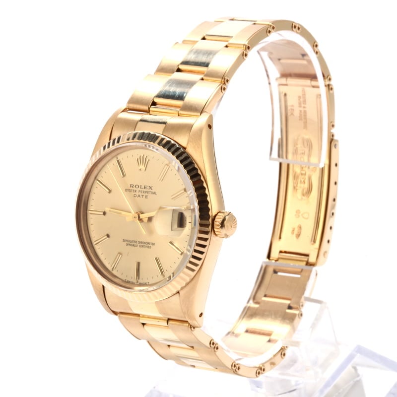 PreOwned Rolex Date 15038 Yellow Gold Oyster