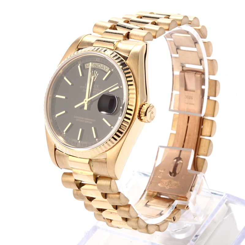 Used Rolex President 18038 Day-Date Black Dial