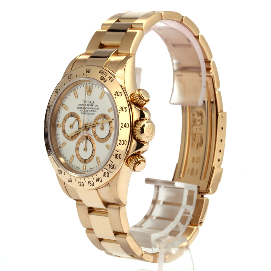 18K Yellow Gold Rolex Daytona White Dial