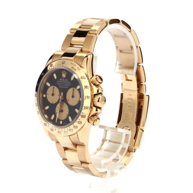 18K Yellow Gold Rolex Daytona Black Dial