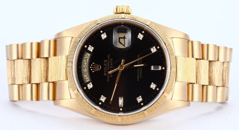 Rolex President Bark Finish Diamond Dial