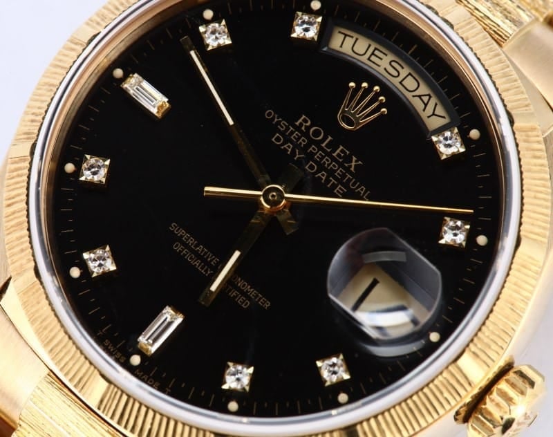 Rolex President Bark Finish Diamond Dial