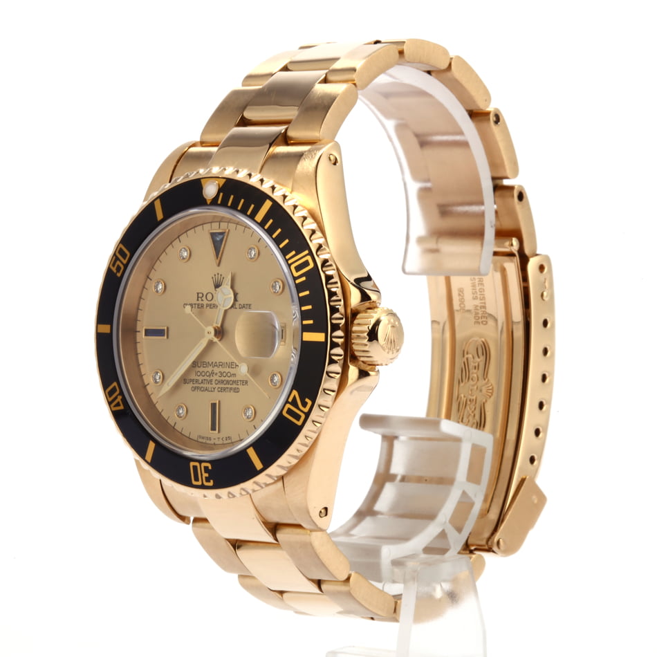 Pre Owned Rolex Submariner 16618 Champagne Serti Dial