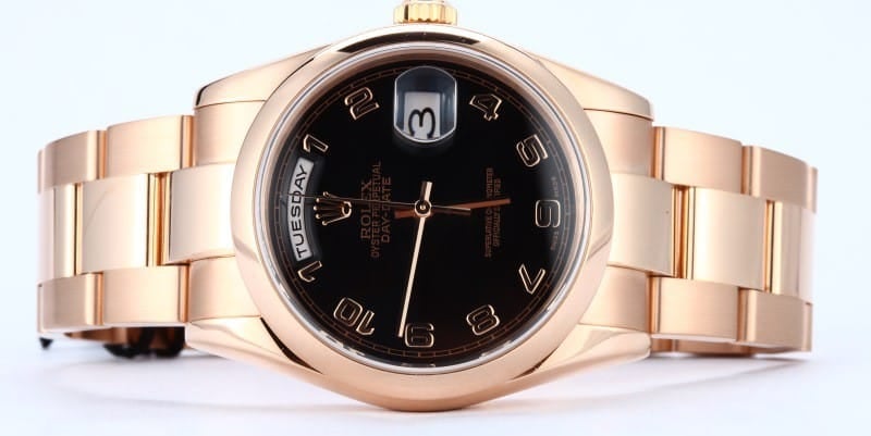 Rose Gold Day Date 118205 Black Dial