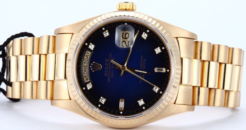 Blue Vignette Diamond Rolex President 18038