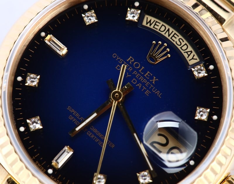 Blue Vignette Diamond Rolex President 18038