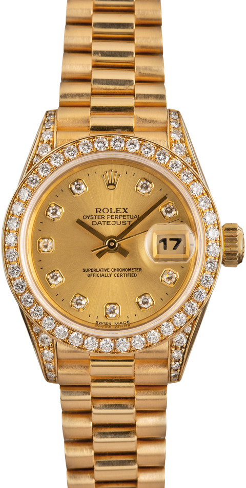 Ladies Rolex President 69158 18k Yellow Gold