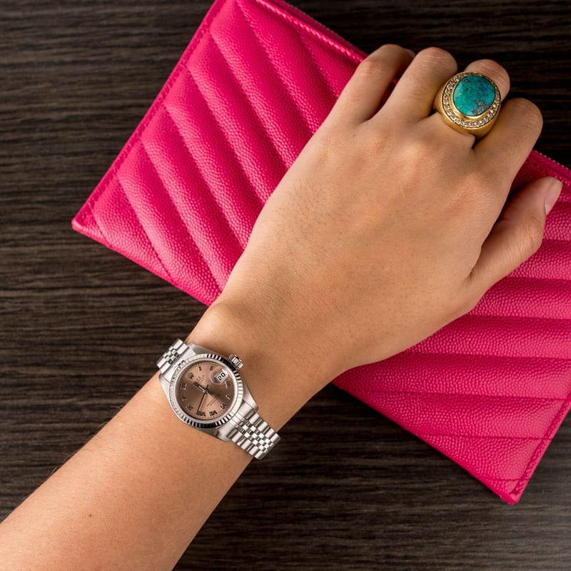 Pre Owned Rolex Lady Datejust 79174 Roman Salmon Dial
