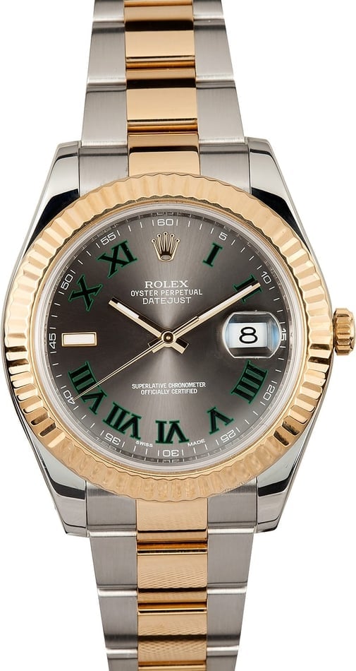 rolex datejust with green roman numerals