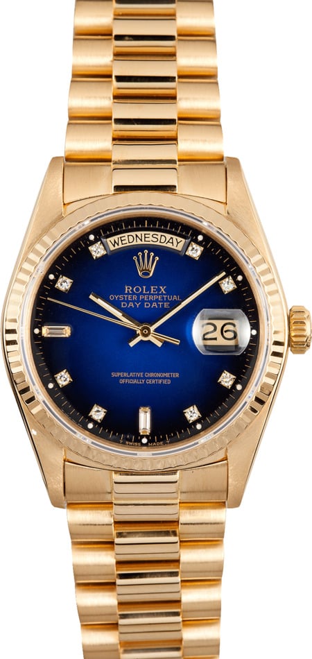 Blue Vignette Diamond Rolex President 18038