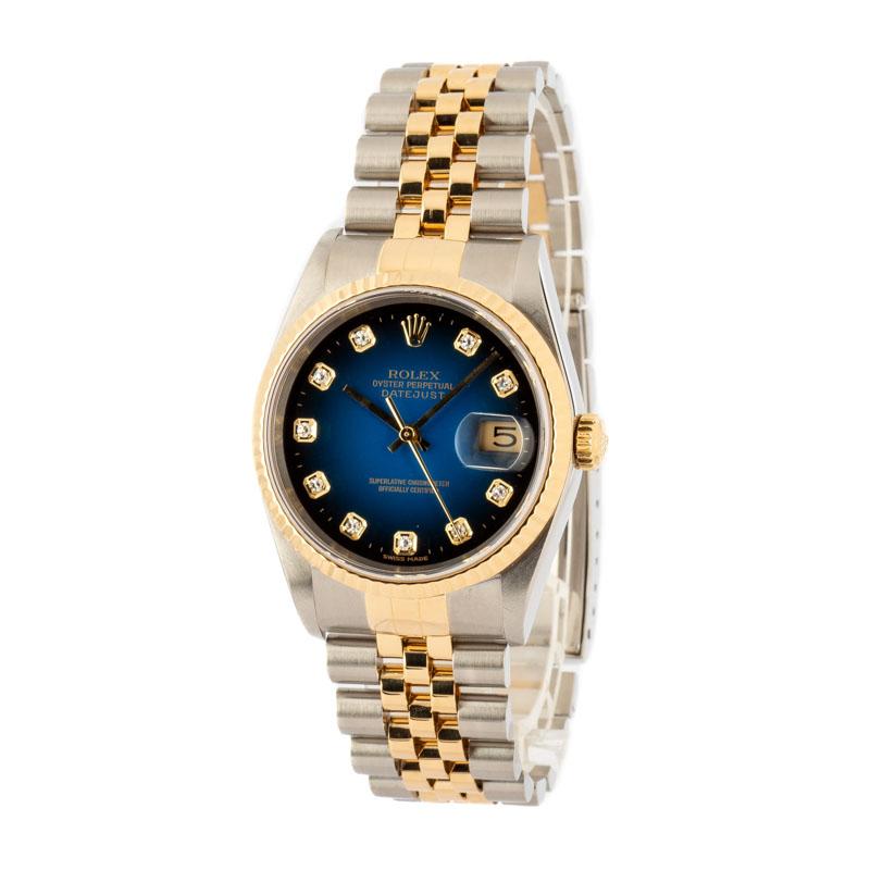 PreOwned Rolex Datejust 16233 Blue Vignette Dial