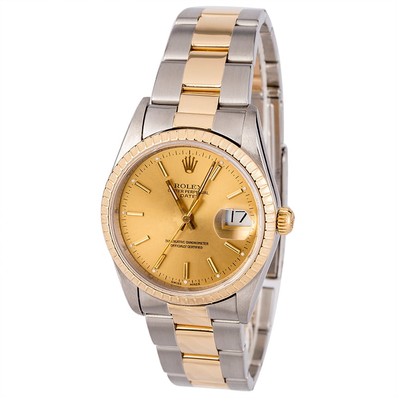 Pre-Owned Rolex Date 15223 Champagne Dial Watch