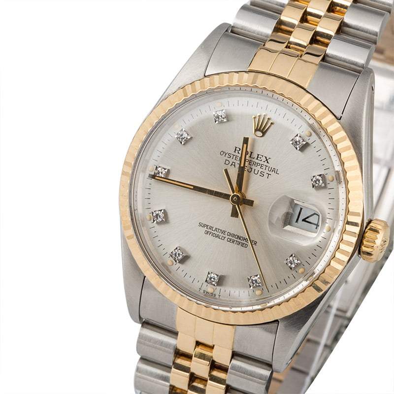 PreOwned Rolex Datejust 16013 Silver Diamond Dial