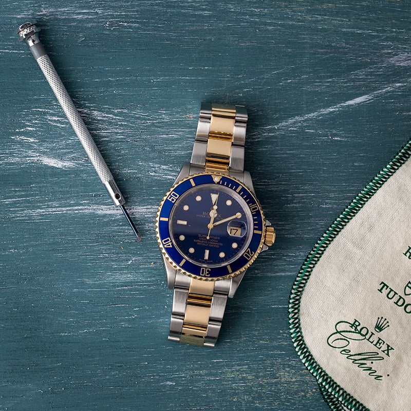 Rolex Submariner 16613 Oyster Bracelet with Gold Thru Clasp