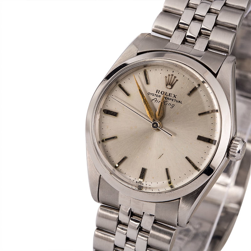 Pre-Owned 34MM Rolex Air King 5500 Silver Index Dial T