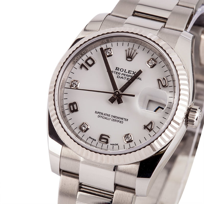 Pre-Owned Rolex Date 115234 Arabic Diamond Dial Watch