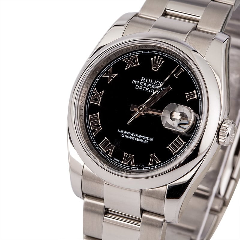 Pre Owned Rolex Datejust Black Dial 116200