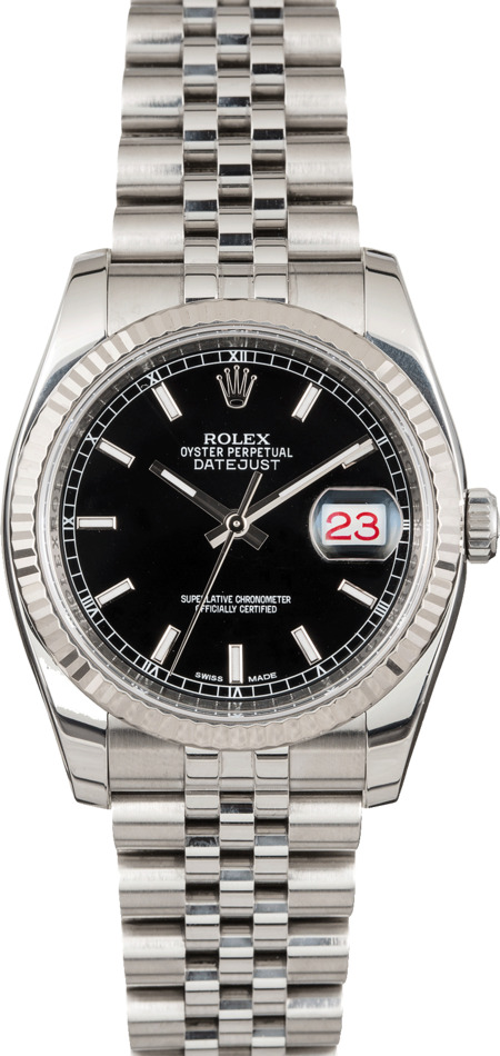 Used Rolex Datejust 116234 Black Dial Roulette Date Wheel