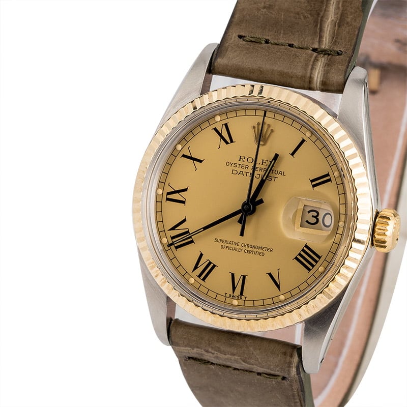 Pre Owned Rolex Two-Tone Datejust 16013 Leather Strap
