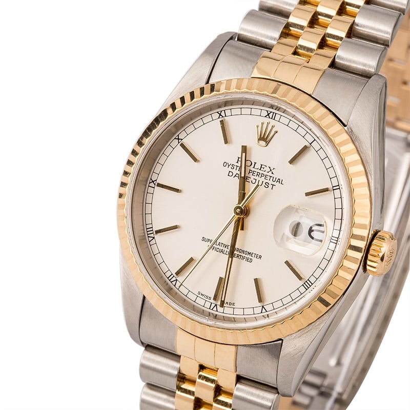 PreOwned Rolex Datejust 16233 Silver Index Dial Men's Watch