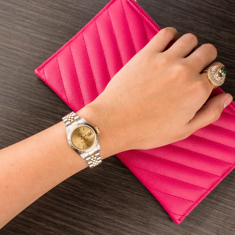 PreOwned Rolex Ladies Two Tone Datejust 79173 Champagne T