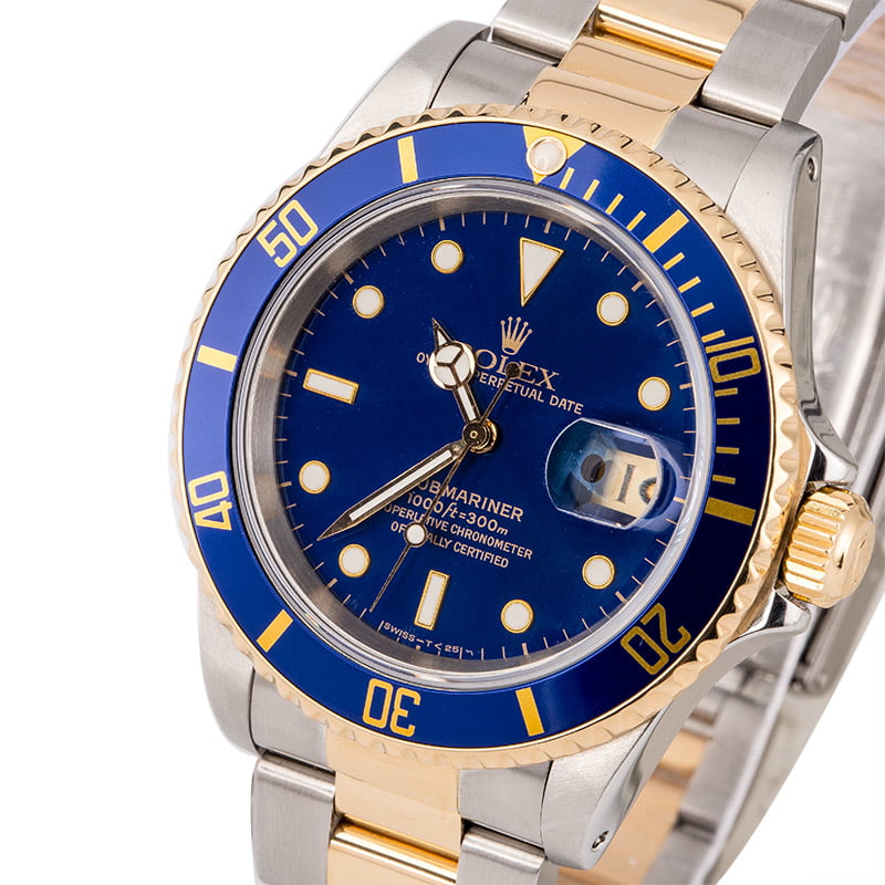 Pre Owned Blue Bezel Rolex Submariner 16613