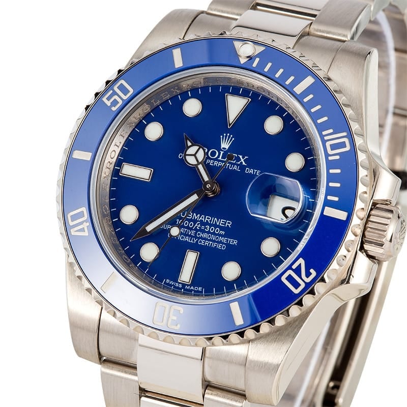 Rolex Submariner 116619 White Gold Ceramic Blue Bezel